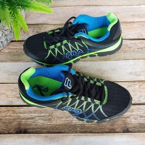 Fila boys sneakers Sz 5 1/2  black/blue/green